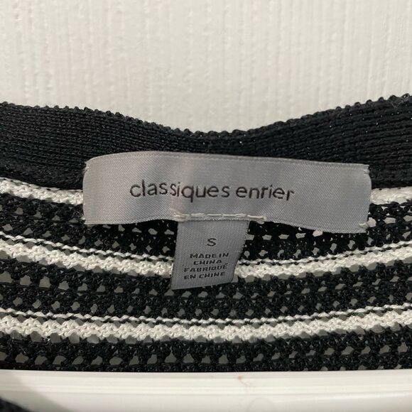Classiques Entier Black & White Stripe Long Knit Sweater Women’s Size S - Picture 2 of 6